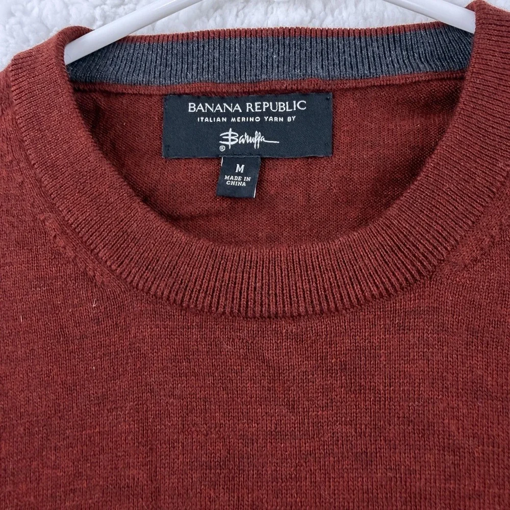 Banana Republic Baruffa Sweater Mens Medium Orange Merino Wool Knit Pullover‎